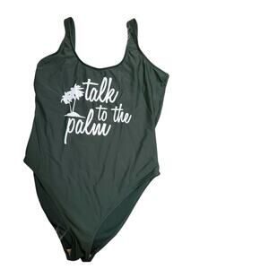 California Sunshine womans size 12/14 bathing suit top green one piece swim pool